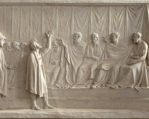 Antonio Canova (1757–1822), relieff av Sokrates fremfor dommerne, Canova-glyptoteket i Possagno, Italia. Foto: Google Arts & Culture via Wikimedia Commons