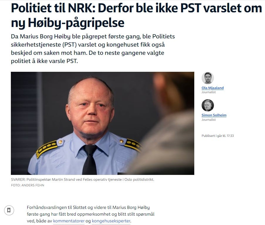 NRK skriver at PST har varslet kongehuset, og i denne artikkelen spekulerer Ove Bengt Berg, redaktør i Politikus, om hvem et kan være.