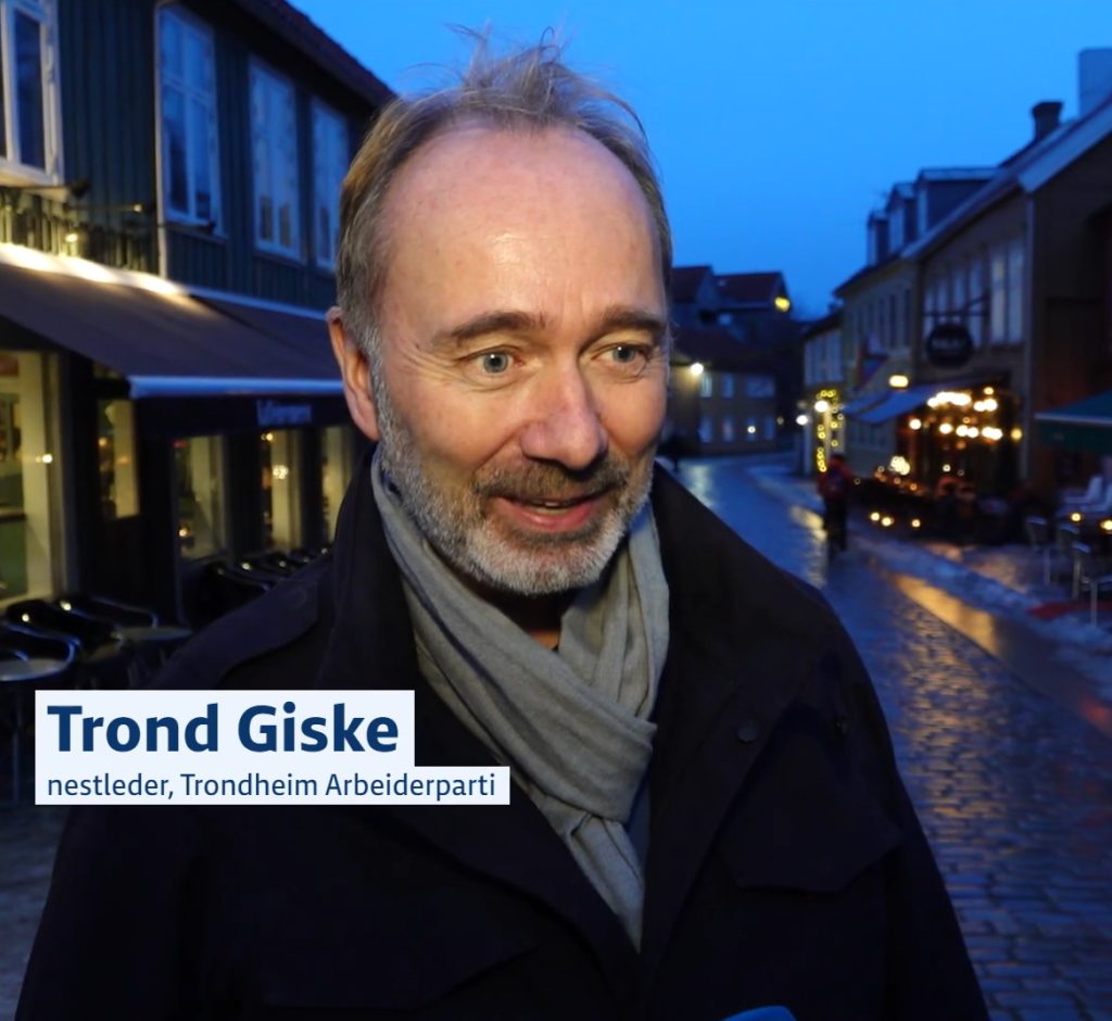 Trond Giske i Trondheims gater vant den trønderske nominasjonskampen og kommer tilbake på Stortinget for Arbeiderpartiet. Foto fra NRK Dagsrevyen.