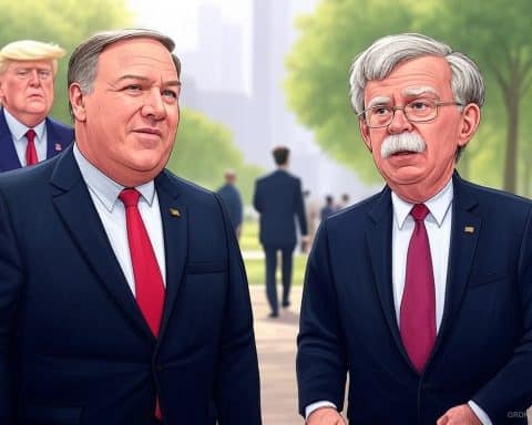 Donald Trump fjerner livvakter til Mike Pompeo og John Bolton. Illustrasjon med kunstig intelligens, Grok på X.