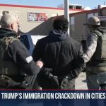 ICE agenter arresterer en ulovlig migrant. Bilde fra NBCs video.