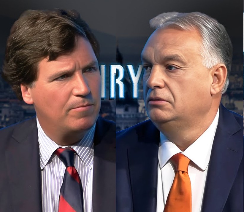 Tucker Carlson intervjuer Viktor Orbán. Foto fra videoen.