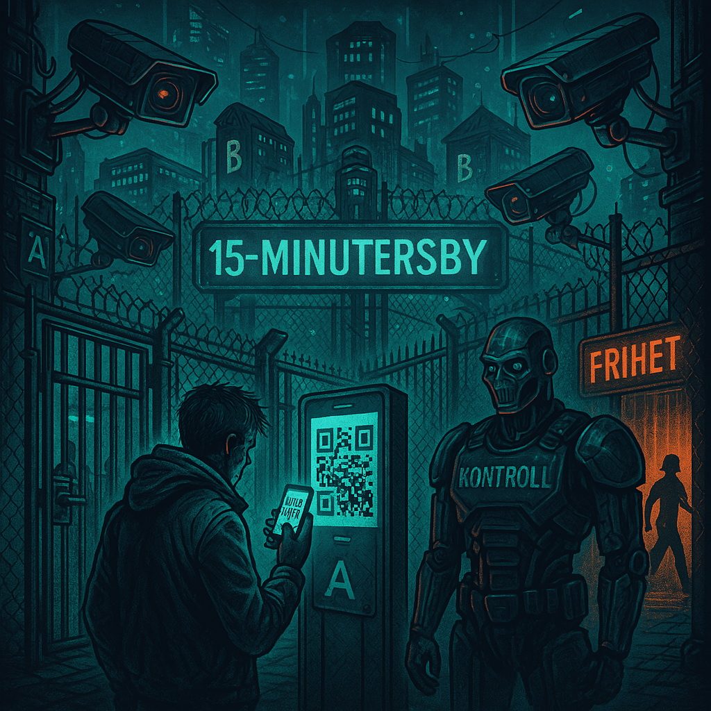 15-minuttersby, illustrasjon med KI, ChatGPT/ Dall-E