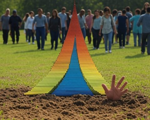 Alderspyramide: Illustrasjonen er en omvendt befolkningspyramide, der basen (de unge) er smal og toppen (de eldre) er bred, for å vise at det er flere eldre enn yngre i samfunnet. Pyramiden er farget i graderte nyanser – fra blått i bunnen (få unge) til rødt på toppen (mange eldre) – for å understreke ubalansen visuelt. Laget med KI, Grok på X.