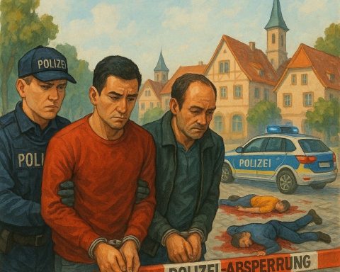 To tyrkiske menn arrestert etter dobbeltdrap i rolig kurby i Tyskland - Gjerningsmannen fortsatt på flukt. Illustrasjon med KI, Chatgpt/ Dall-E.