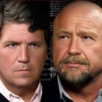 Tucker Carlson og Alex Jones, foto fra Tuckers video.